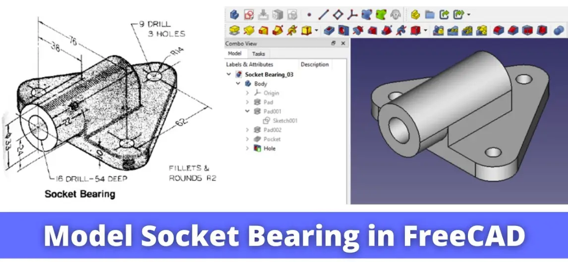 Model socket bearing in freecad 01