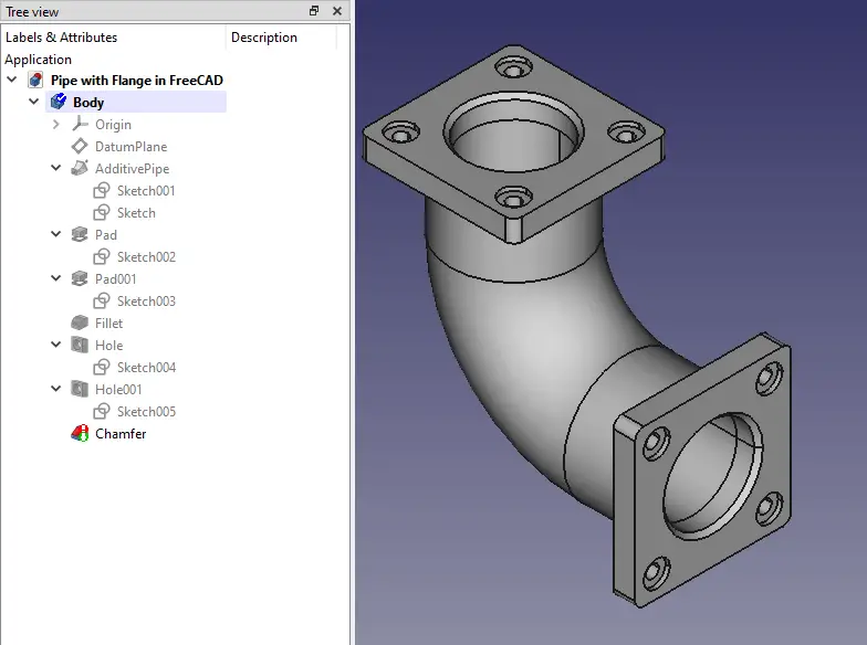 Model Pipe with Flange in FreeCAD_011