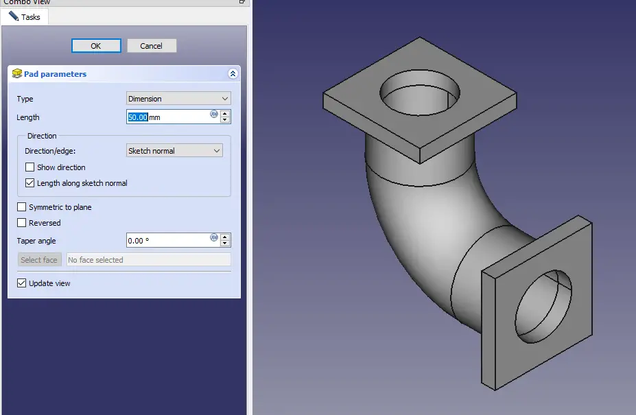 Model Pipe with Flange in FreeCAD_07