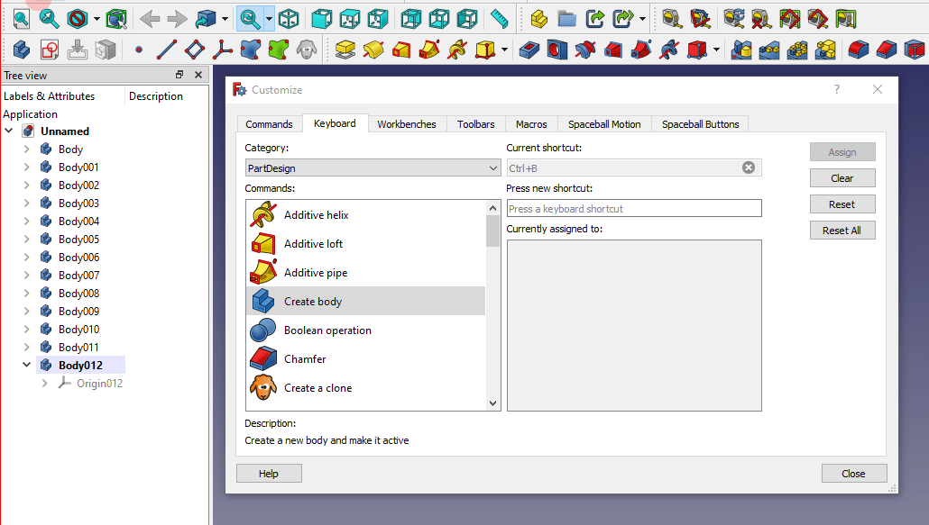Create Keyboard Short cut in FreeCAD Mechnexus