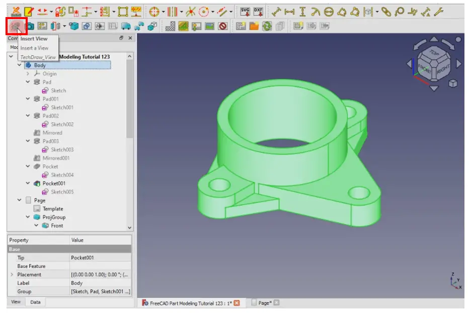 Add Active 3d View In Freecad Drawing 01