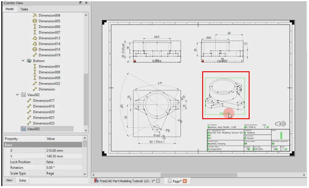 Add Active 3d View In Freecad Drawing 02