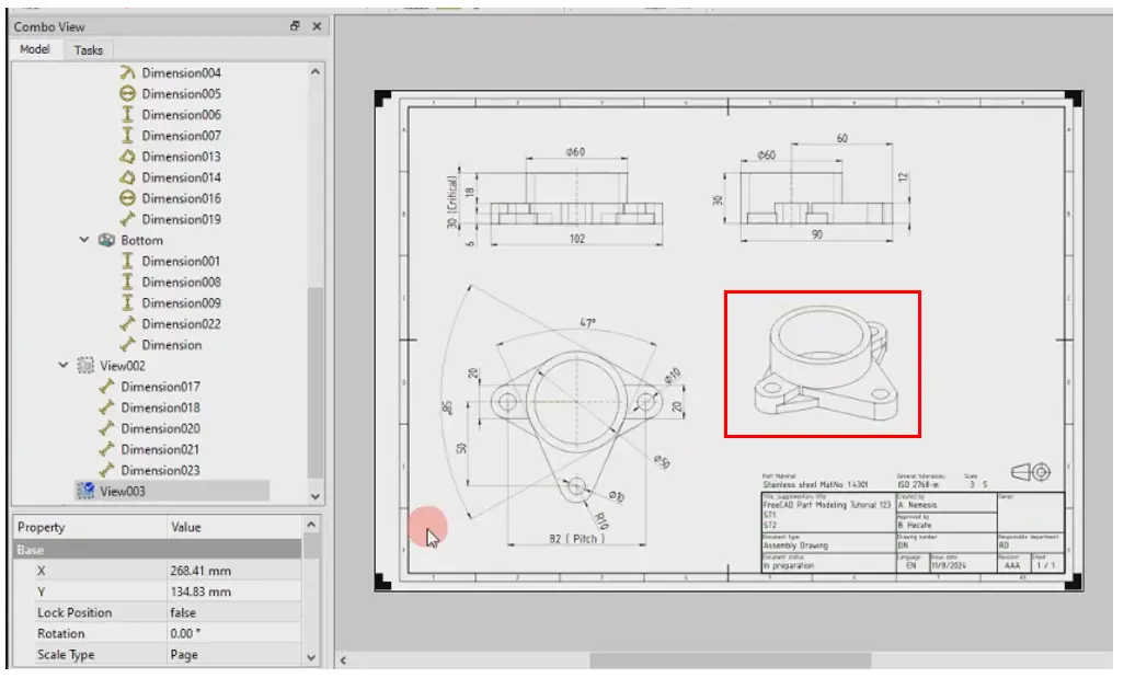 Add Active 3d View In Freecad Drawing 03