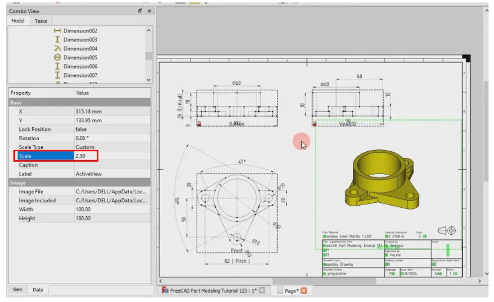 Add Active 3d View In Freecad Drawing 10