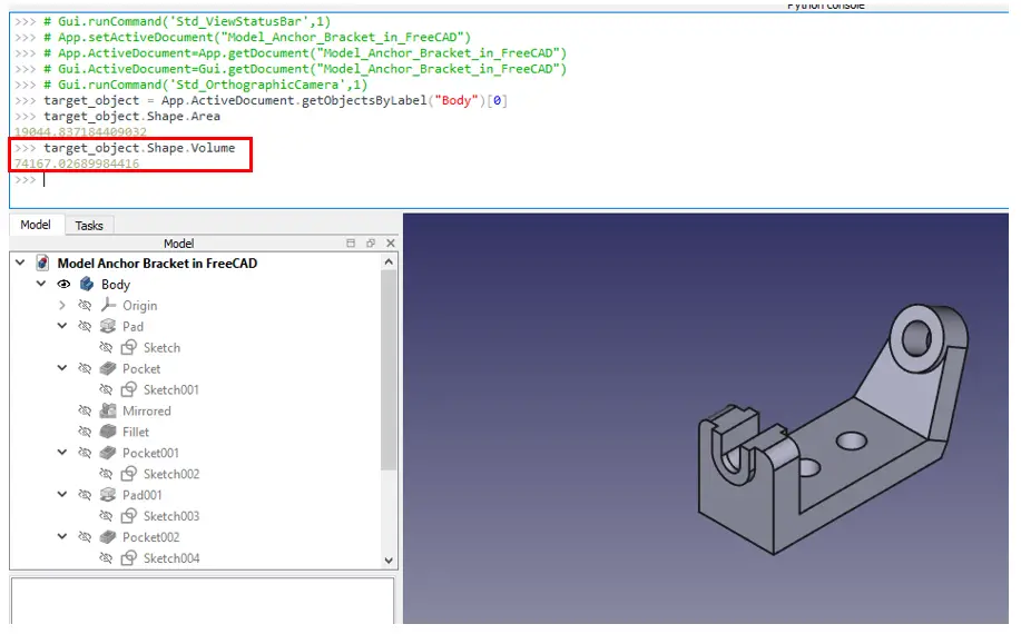 Measure Area, Volume & Center Of Mass With Python Script 05