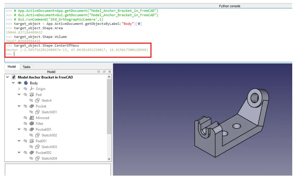 Measure Area, Volume & Center Of Mass With Python Script 06