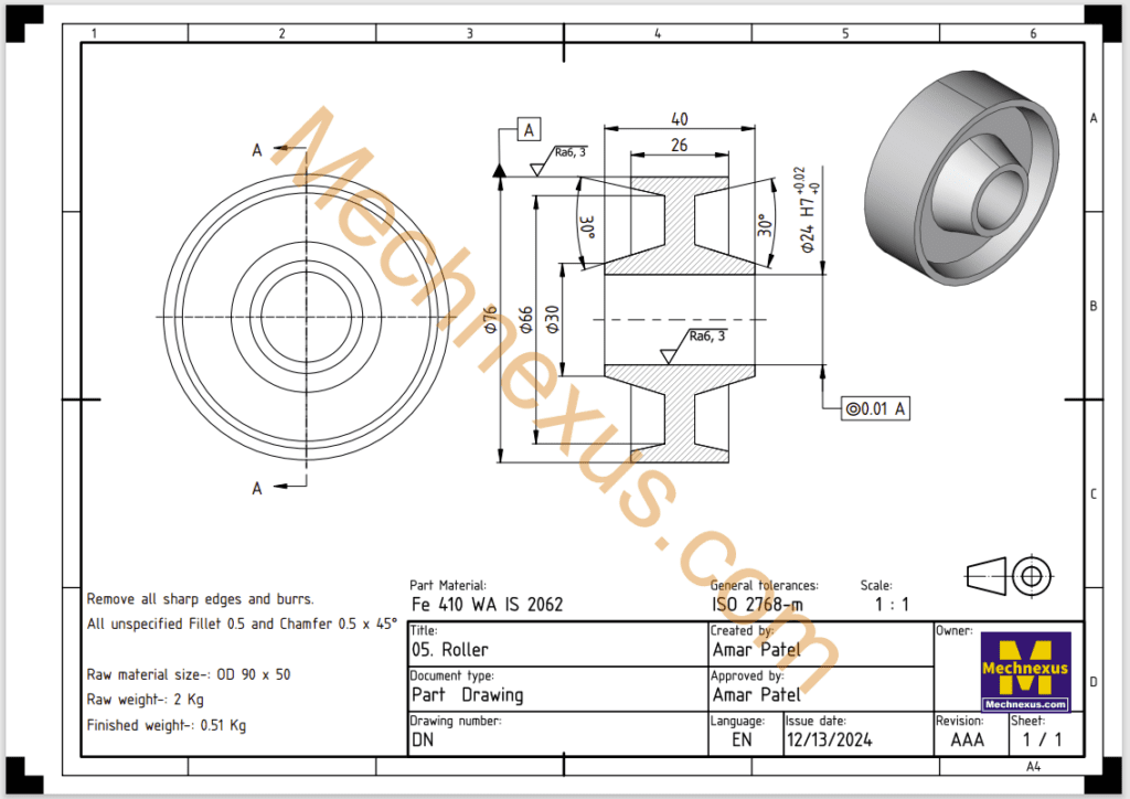05. Drawing of Roller
