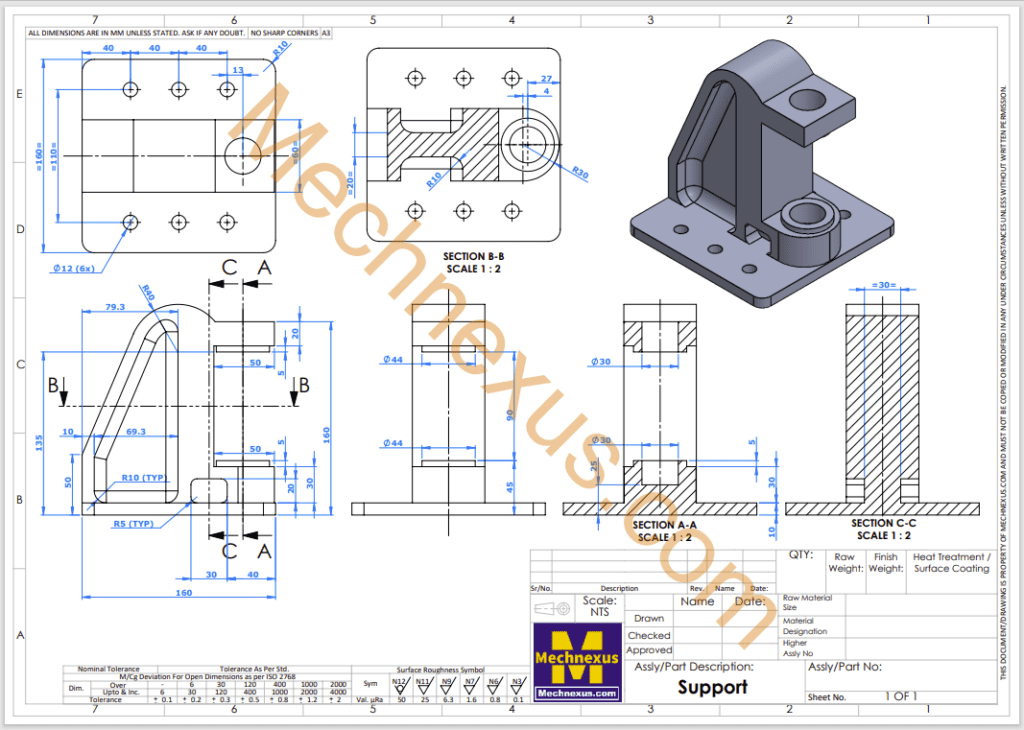 13. Drawing of Shaft Support