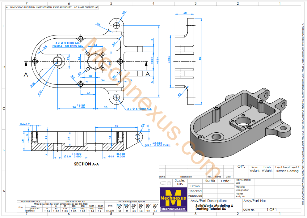 Solidworks Modeling & Drafting Tutorial 06 Watermarked Image