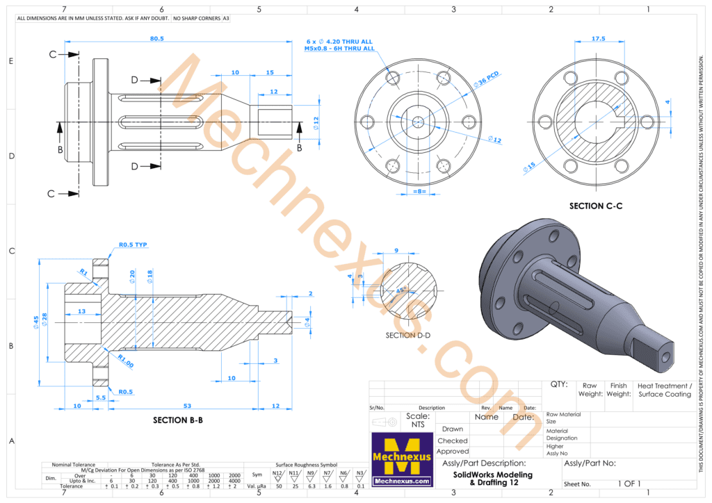 26. Drawing of Spline Shaft