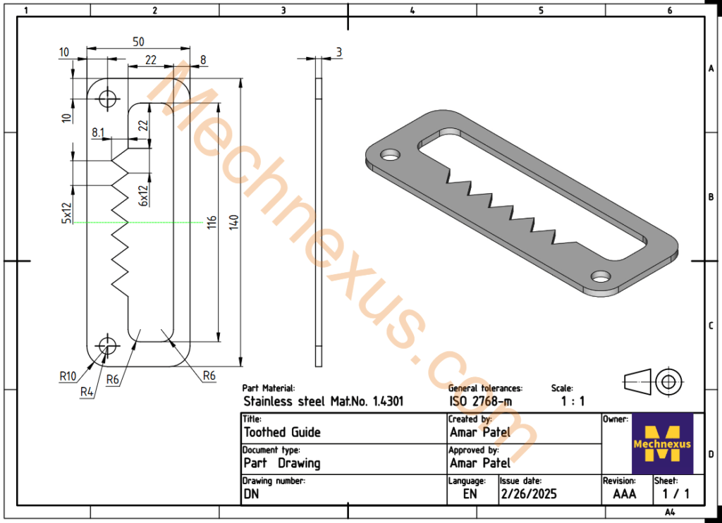 34. Drawing of Tooth Guide