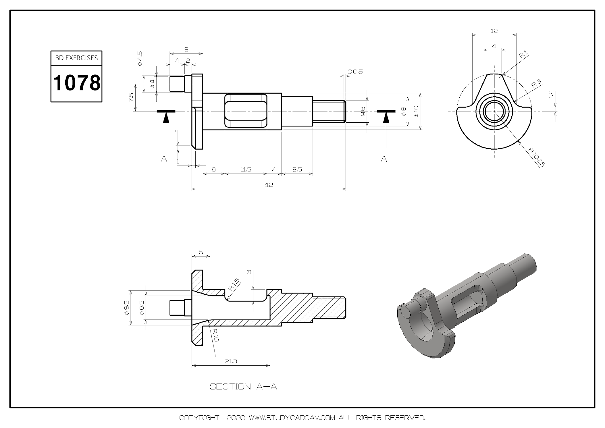 3d cad exercises (www.studycadcam.com) 1078