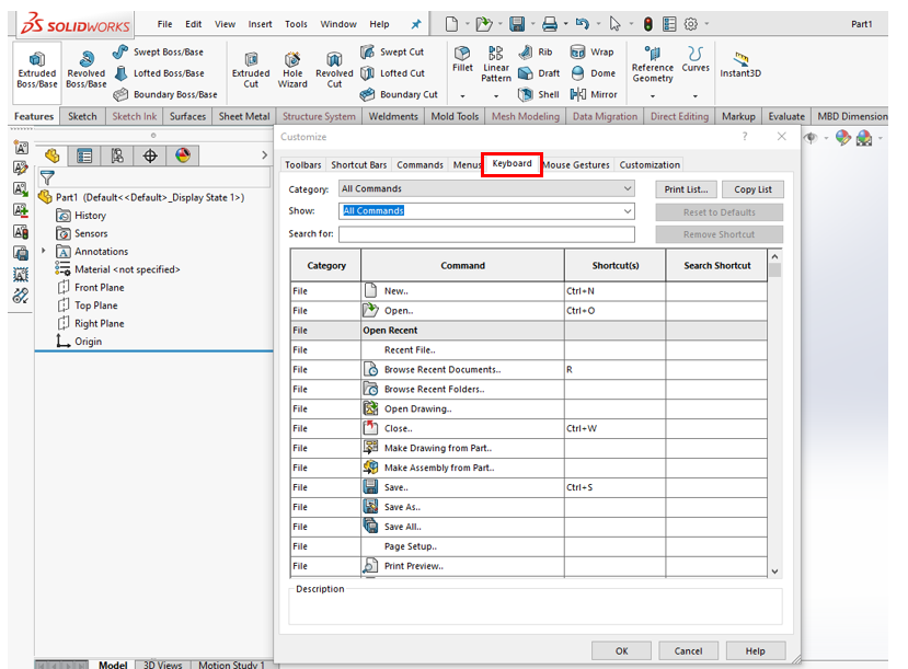 Create Keyboard Shortcut In Solidworks 03