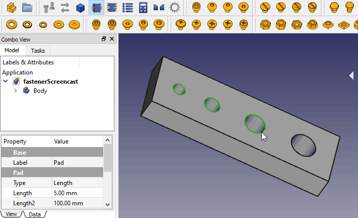 Freecad fasteners workbench 01