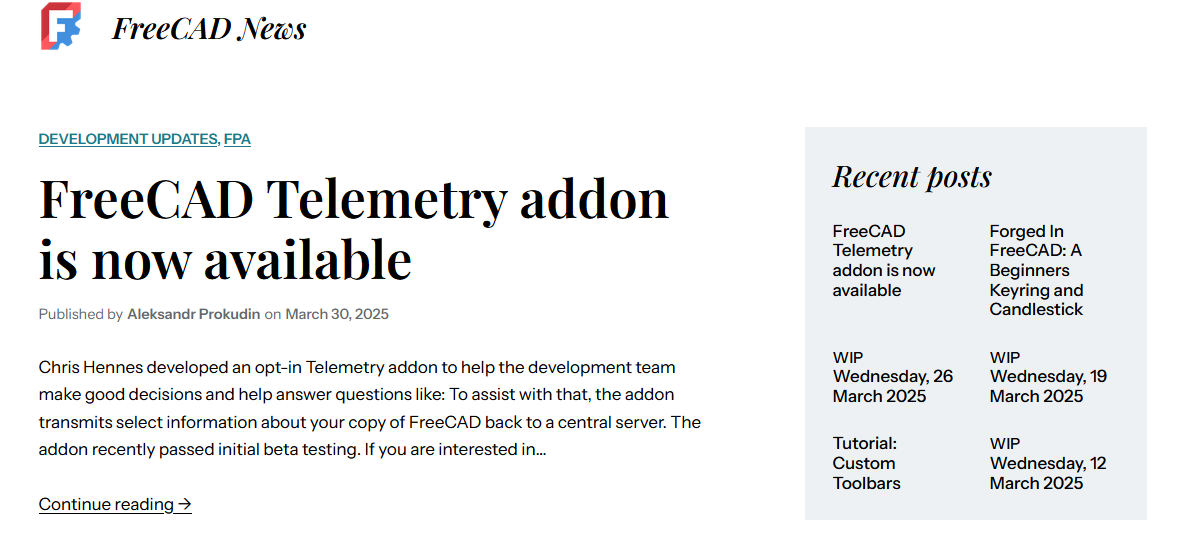 Freecad news and updates 01