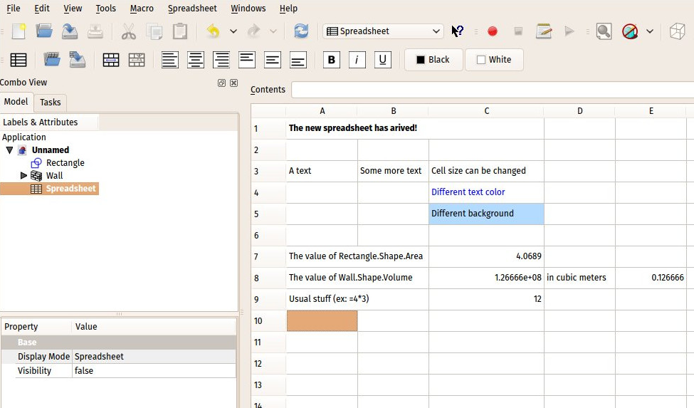 Freecad spreadsheet workbench 01