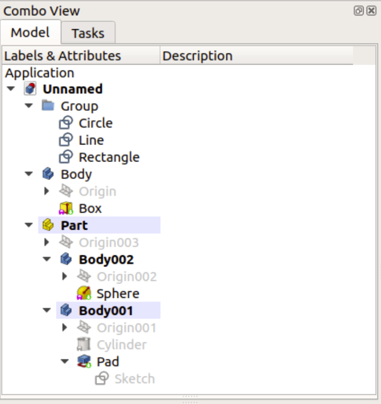 Organize model tree in freecad 01