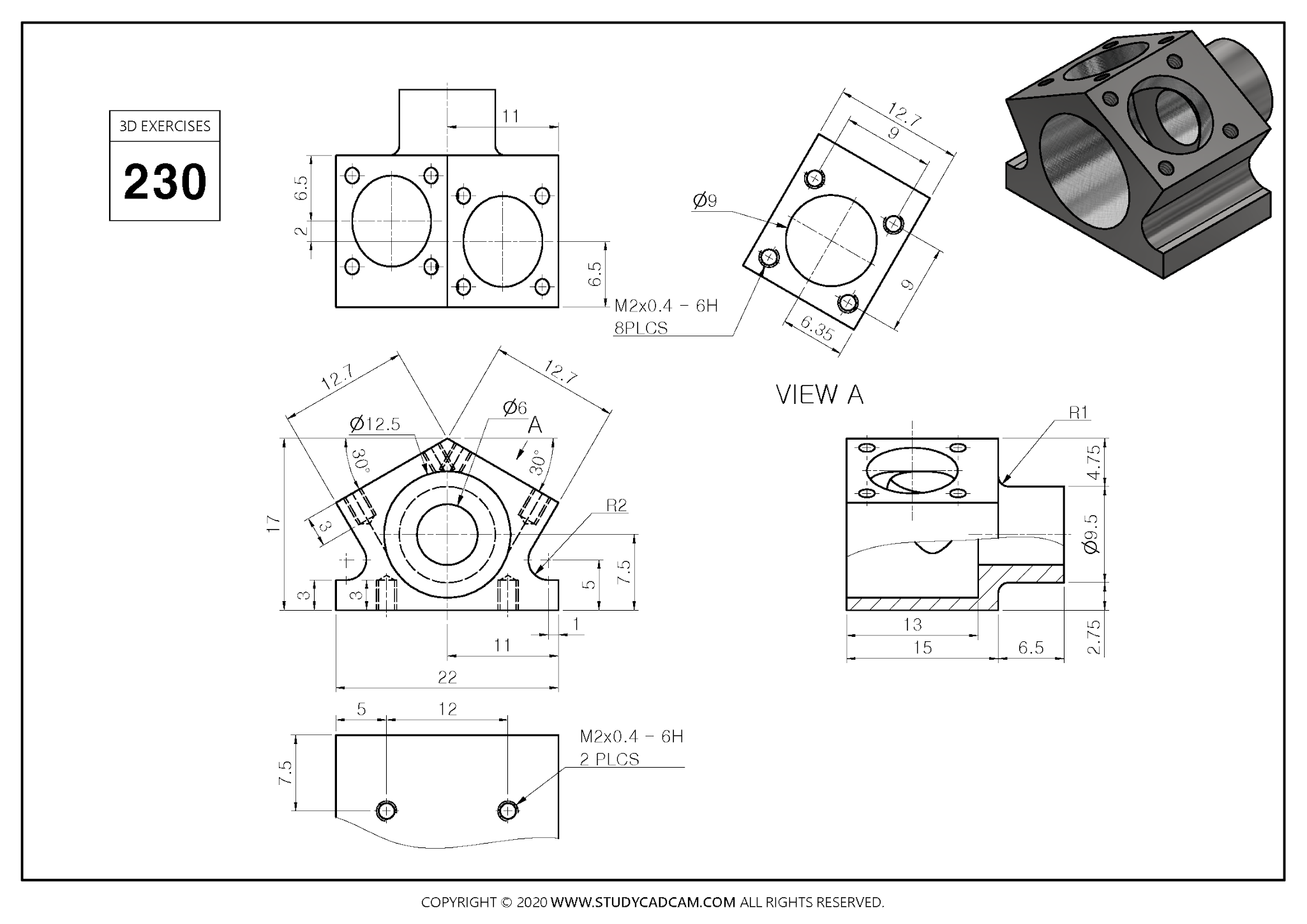 3d cad exercises (www.studycadcam.com) 230