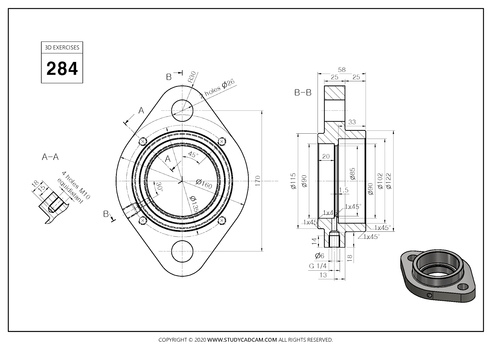 3d cad exercises (www.studycadcam.com) 284