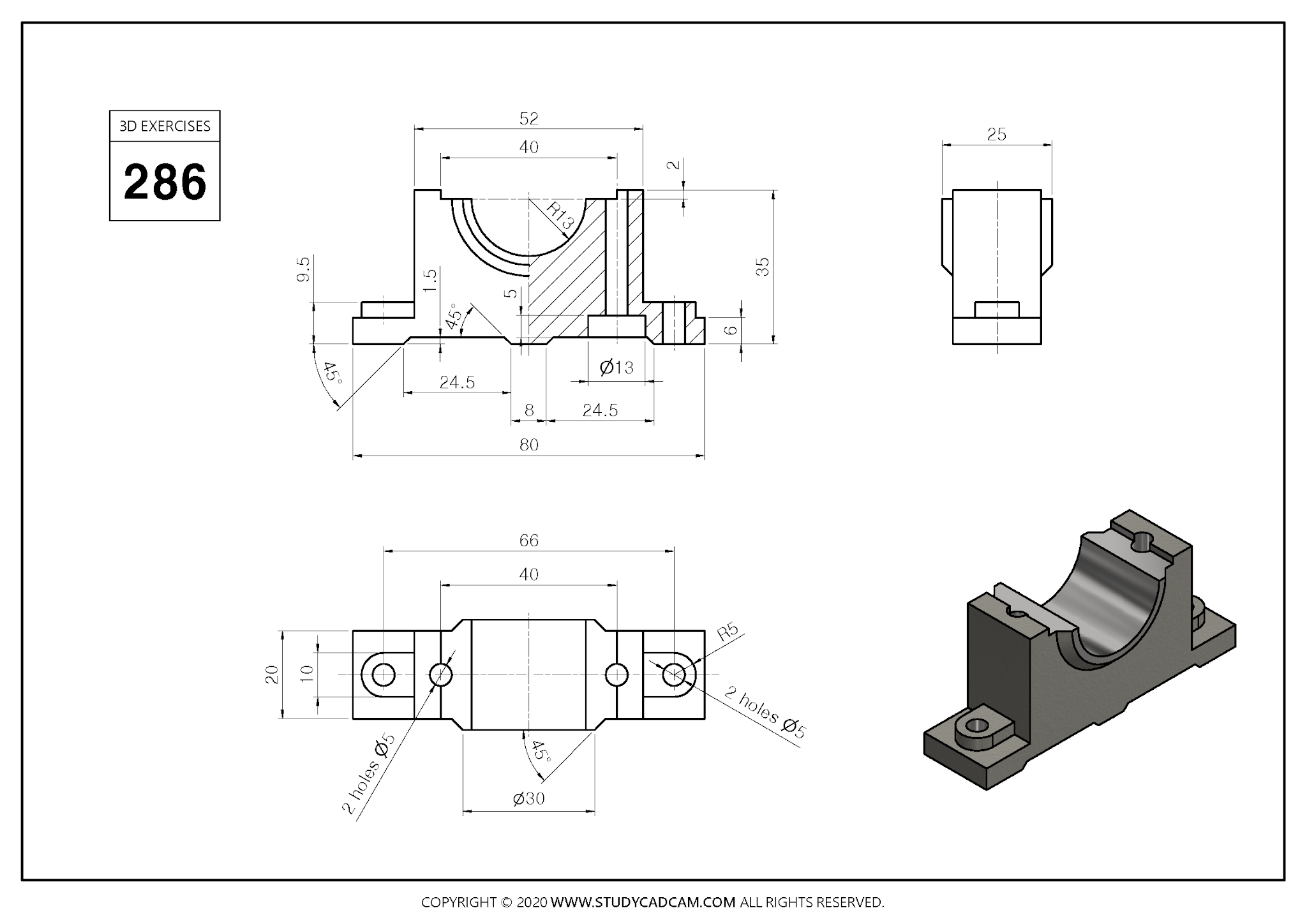 3d cad exercises (www.studycadcam.com) 286