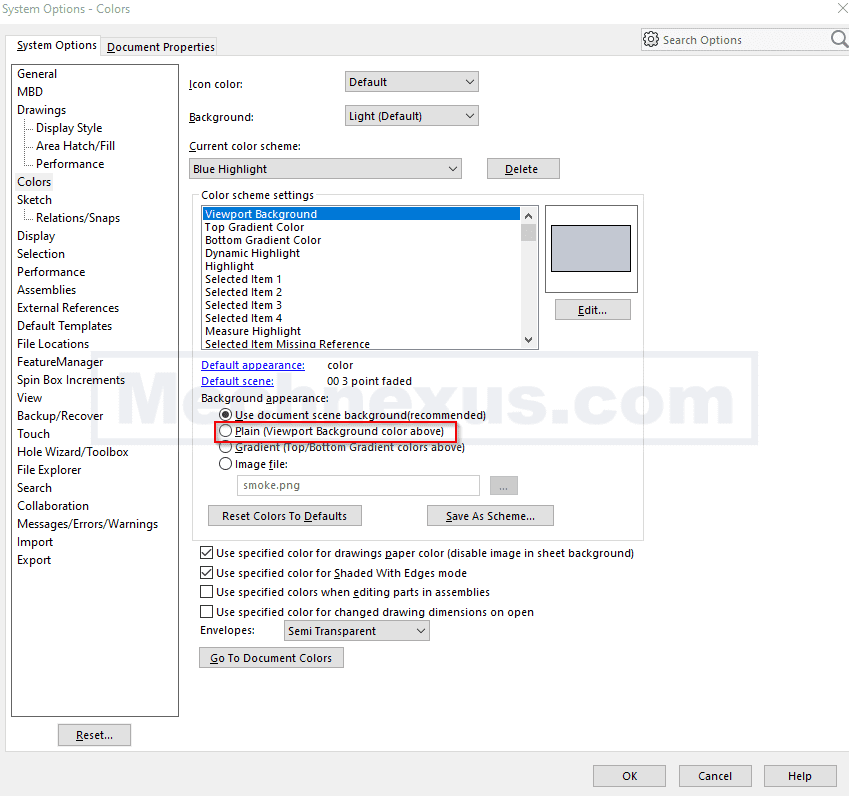 Change background of the solidworks user interface 02.1