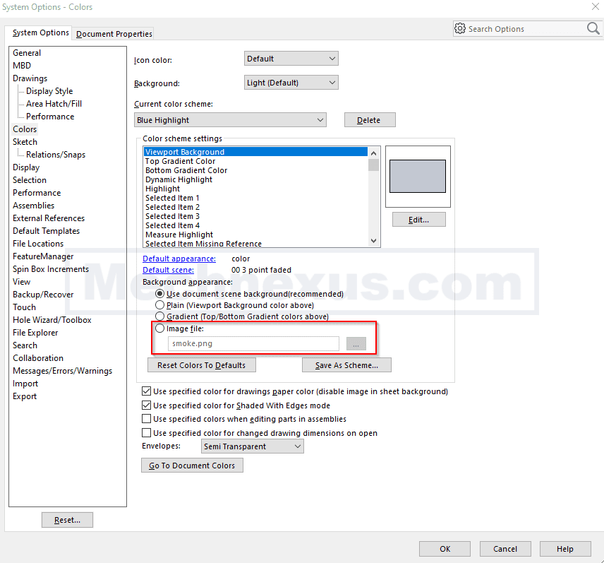Change background of the solidworks user interface 04.1