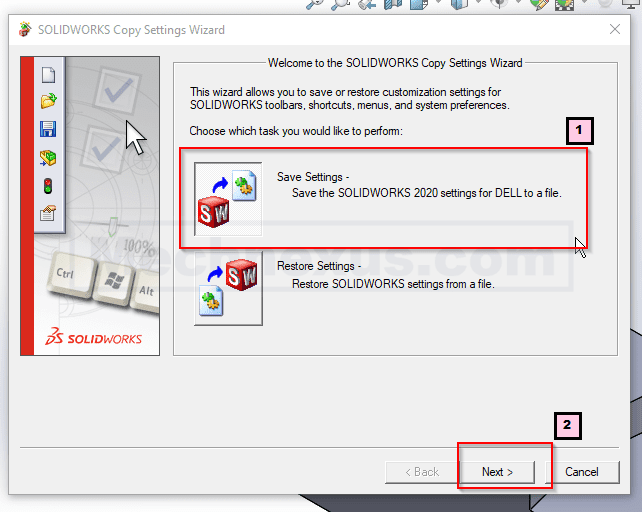 Copy settings wizard in solidworks 02.2