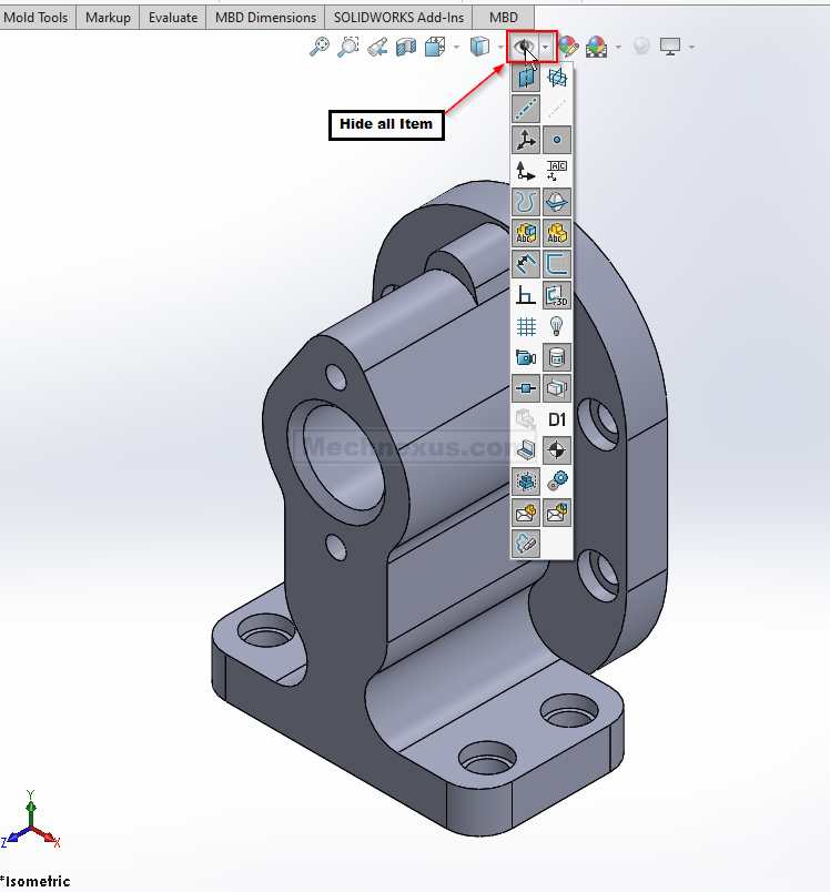Hide all item in solidworks 01