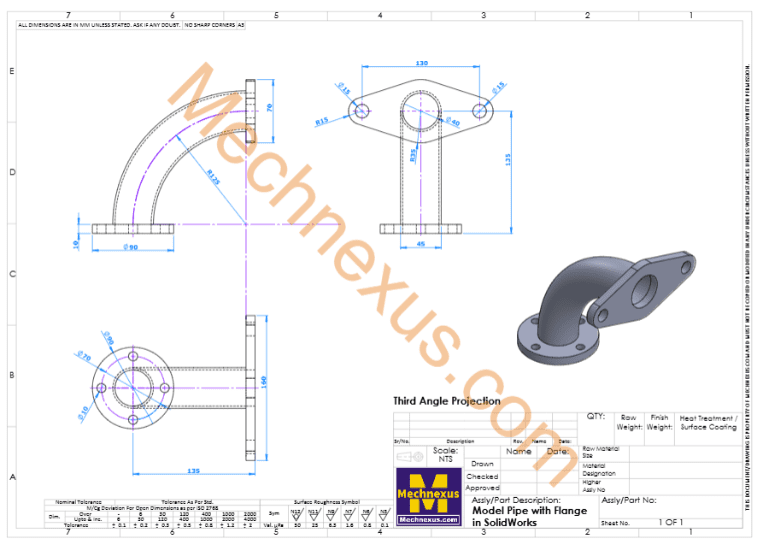 Model pipe with flange in solidworks