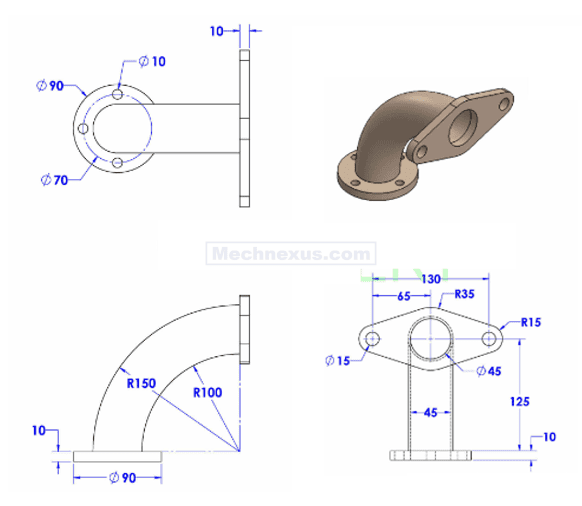 Model pipe with flange in solidworks