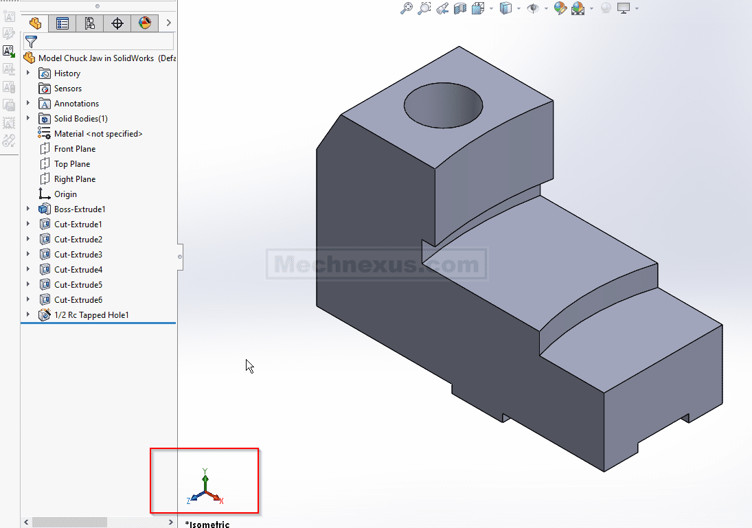 Reference triad in solidworks
