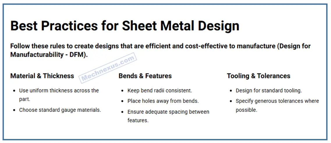 Best practice for shet metal design
