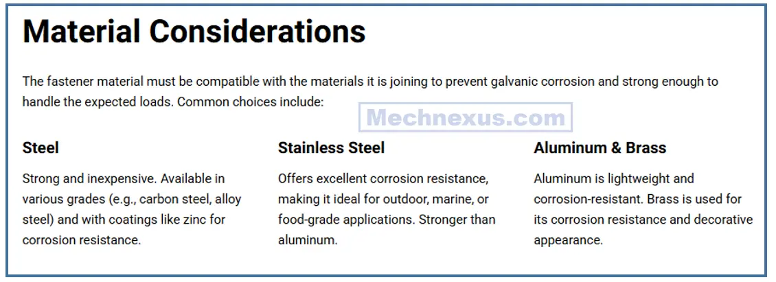 Material selection in fasteners 01