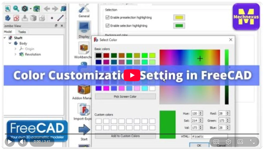 2026 01 19 17 18 43 Color Customization Setting in FreeCAD FreeCAD FreeCAD Setting FreeCAD Cus