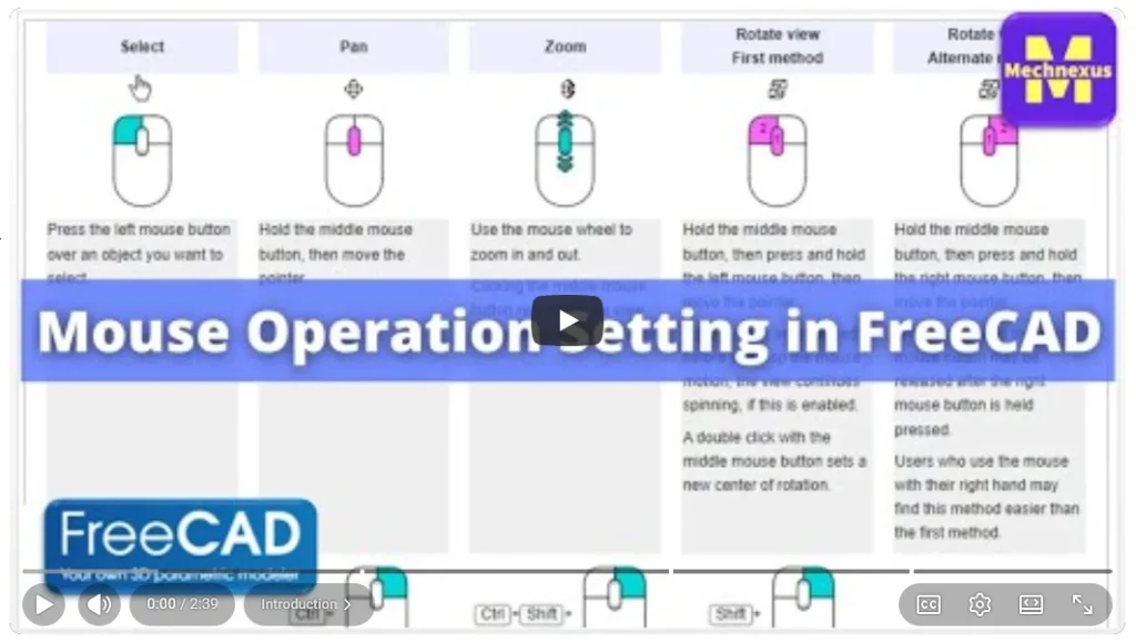 2026 01 19 17 26 05 Mouse Operation Setting in FreeCAD FreeCAD FreeCAD Settings YouTube — Mo