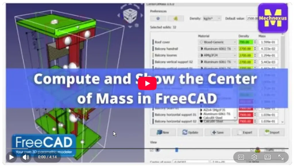 2026 01 19 17 28 38 Compute and Show the Center of Mass in FreeCAD FreeCAD Tutorial FreeCAD Macr