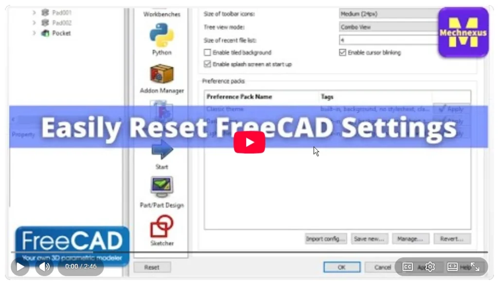2026 01 19 18 38 11 Reset User Preferences in FreeCAD I FreeCAD Settings FreeCAD Tutorial YouT