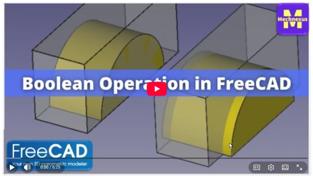 2026 01 19 18 40 15 Boolean operation in FreeCAD FreeCAD Tutorial Mechnexus YouTube — Mozill