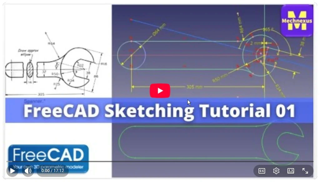 2026 01 20 17 40 38 FreeCAD Sketching Tutorial 01 FreeCAD Tutorial Mechnexus YouTube — Mozil