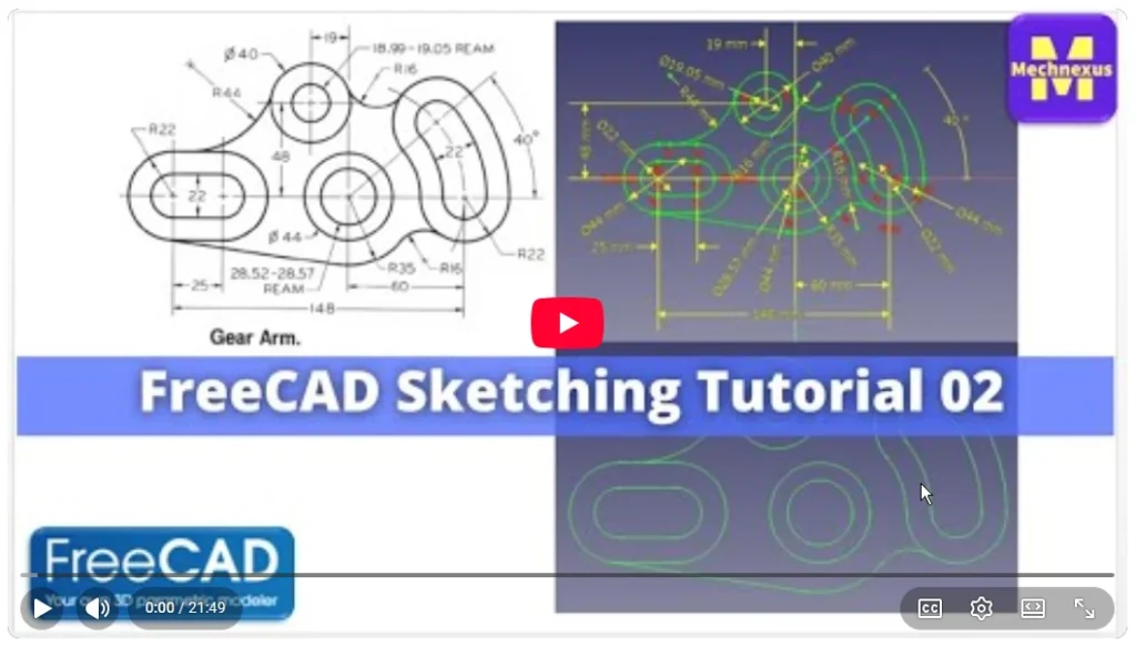 2026 01 20 17 43 34 FreeCAD Sketching Tutorial 02 FreeCAD Tutorial Mechnexus YouTube — Mozilla