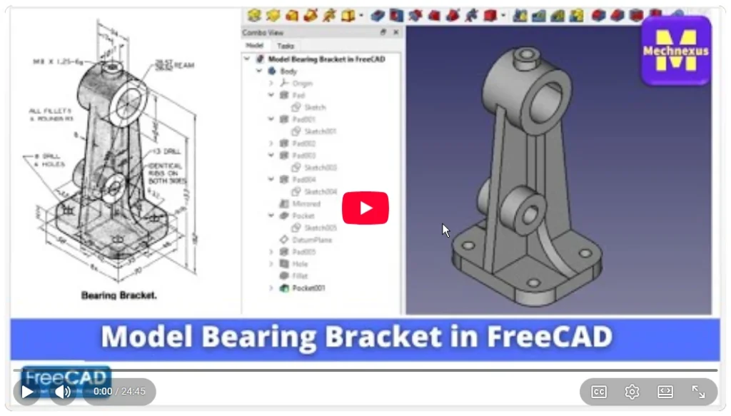 2026 01 20 17 50 04 Model Bearing Bracket in FreeCAD FreeCAD Tutorial FreeCAD Part Design Mech