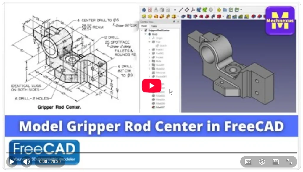 2026 01 20 17 52 51 Model Gripper Rod Center in FreeCAD FreeCAD Tutorial FreeCAD Part Design M