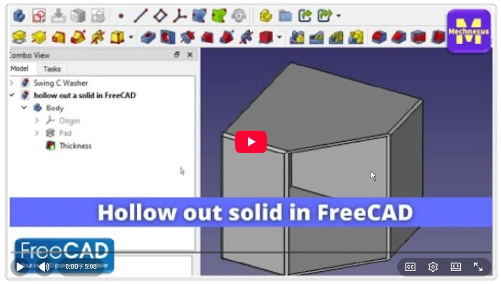 2026 01 20 17 59 03 Hollow out a Solid in FreeCAD FreeCAD Beginner Tutorial Mechnexus YouTube