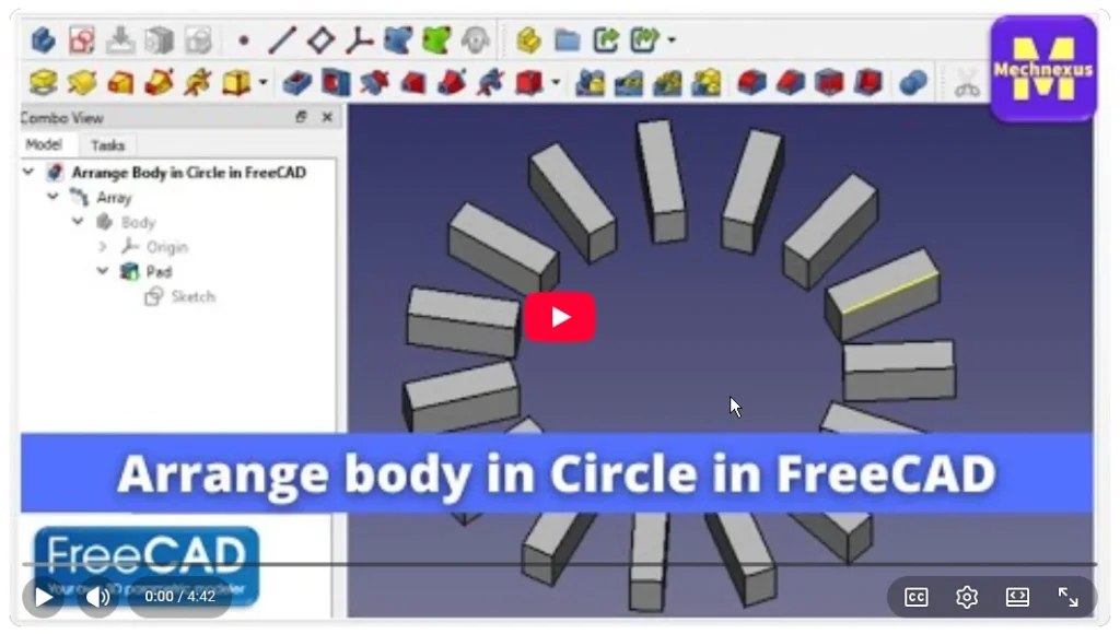 2026 01 20 18 01 25 Arrange body in Circle in FreeCAD FreeCAD Tutorial Mechnexus YouTube — M