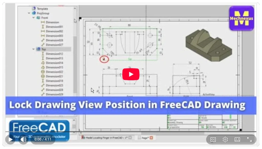 2026 01 22 15 23 56 Lock Drawing View Position in FreeCAD Drawing FreeCAD Tutorial Mechnexus