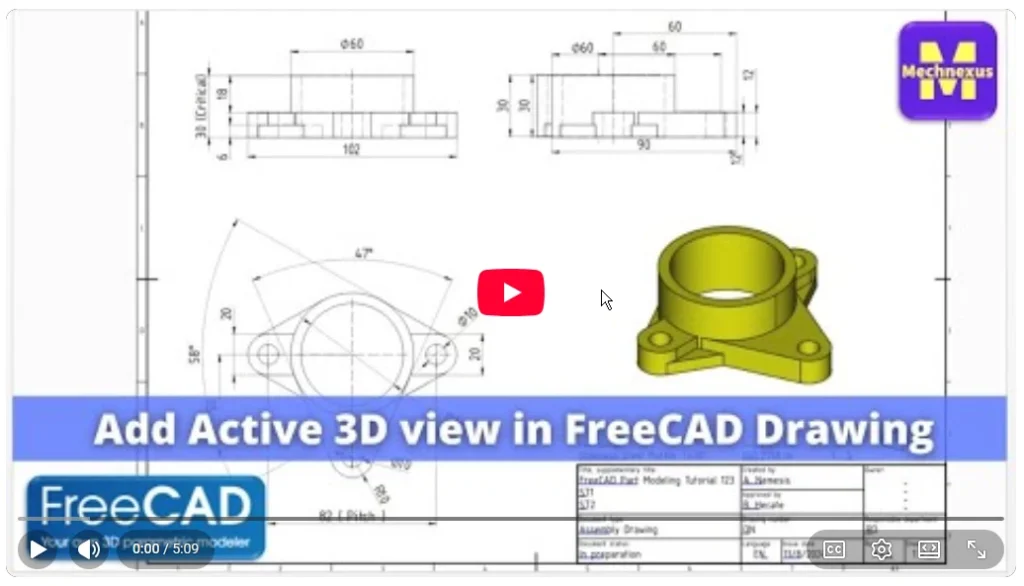 2026 01 22 16 20 10 Add Active 3D view in FreeCAD Drawing FreeCAD Tutorial Mechnexus YouTube