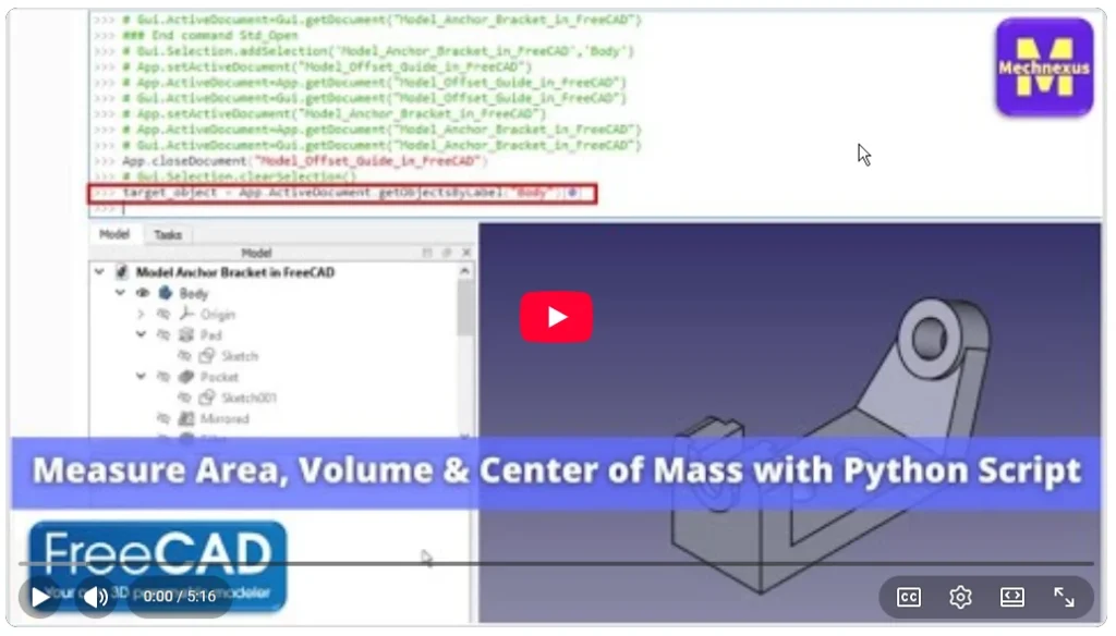 2026 01 22 16 23 45 Measure Area, Volume & Center of Mass in FreeCAD FreeCAD Tutorial Mechnexus
