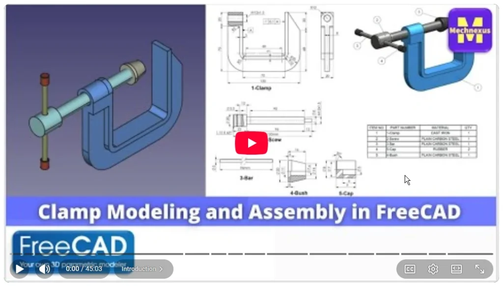 2026 01 22 16 44 23 Clamp Modeling and Assembly in FreeCAD FreeCAD Tutorial Mechnexus YouTub