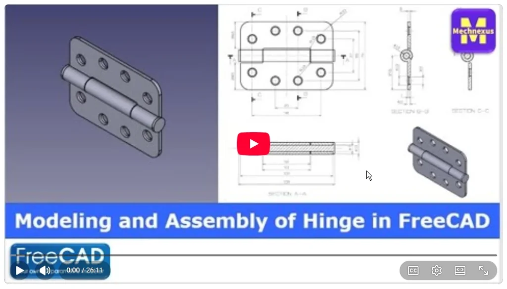 2026 01 22 16 45 39 Modeling Assembly of Hinge in FreeCAD FreeCAD Tutorial FreeCAD Assembly Me