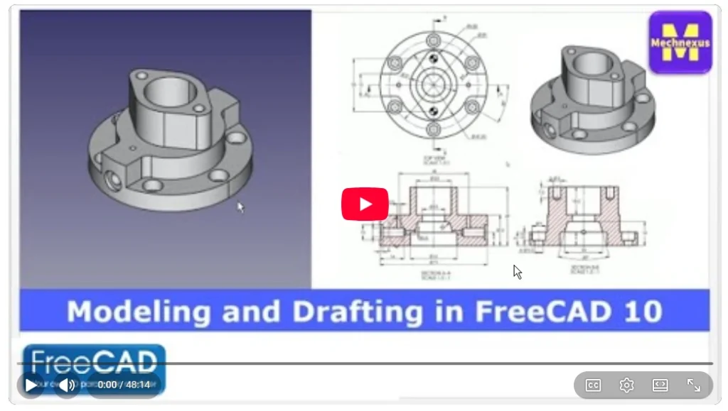 2026 01 22 16 46 54 Modeling and Drafting in FreeCAD 10 FreeCAD Tutorial FreeCAD Drawing Mechn
